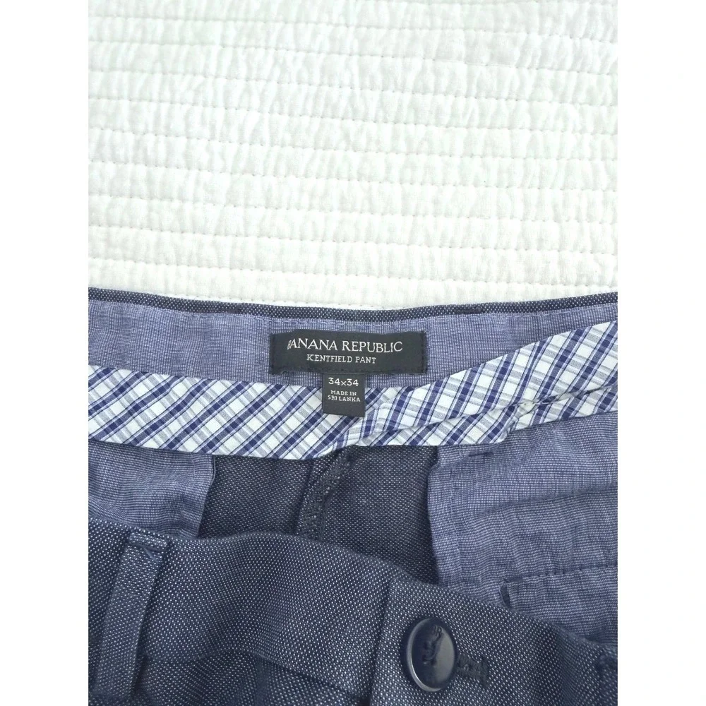 Banana Republic Kentfield Pant Mens 34x34 Blue Cotton Micro Dot Chino Trousers